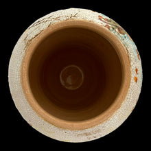 Load image into Gallery viewer, Top view of majolica vase opening showing tin-glazed earthenware interior