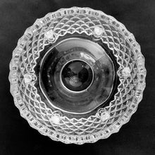 Load image into Gallery viewer, A great way to either start or add to your collection, this vintage two-piece Diamond Point clear glass fairy lamp fits the bill. Use with a traditional wax or battery operated candle. Crafted by Indiana Glass , USA, 1965 - 1990. The foot of the base is a charming flower shape. The perfect piece to add warm glowy ambience to any room!
In excellent condition no chips.
Measures 4 1/2 x 6 inches