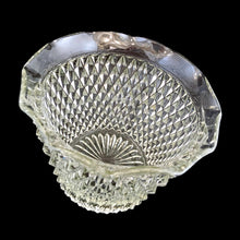 Load image into Gallery viewer, Sparkling vintage clear "Diamond Point" jardiniere ice bucket featuring a flared crimped edge. Crafted by Indiana Glass, USA, between 1965 - 1990. A versatile piece to use as an ice bucket, to serve snacks or as a planter for your favourite houseplant. In excellent condition, free from chips. 6 1/2 x 5 1/4 inches