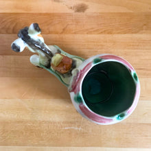 Load image into Gallery viewer, Vintage figural donkey and cart, colourful ceramic planter, shape S3364. Crafted in Japan, 1960s. Perfect for your favourite houseplant, succulent or repurpose as a pen/pencil or make-up brush holder.
In excellent condition, no chips/cracks/repairs.
Measures 7 x 4 x 5 inches