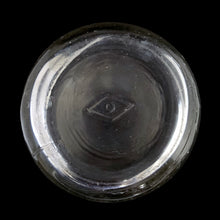 Load image into Gallery viewer, Bottom view of Donlands Dairy 8 oz Clear Glass Cream Bottle showing the base and Dominion Glass maker's mark. 1950s