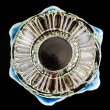Load image into Gallery viewer, EAPG Flint Opalescent Grape Vine Footed Bowl with crimped edge. Produced by Jefferson Glass, USA, circa 1910. A beautiful bowl for candies or nuts. In excellent condition, free from chips. Measures 6 x 3 3/4 inches