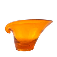 Load image into Gallery viewer, Viking Glass orange bowl side angle showing mid-century modern shape and vibrant color