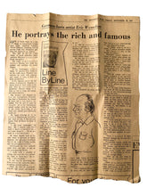 Load image into Gallery viewer, Montreal Star newspaper clipping dated September 28, 1973, profiling Eric Wesselow under “He portrays the rich and famous”