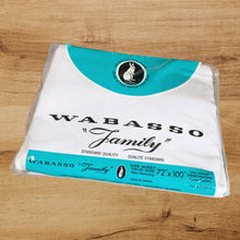 Load image into Gallery viewer, Vintage Family white twin size flat bed sheet, featuring 135 threads per inch thread count, and made from 100% cotton. Crafted by Wabasso, Canada, circa 1960s. There's nothing like sleeping on a pure cotton sheet!
This sheet is new old stock in original plastic packaging. Excellent condition.
Measures 72 x 100 inches