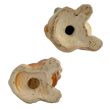 Load image into Gallery viewer, Vintage hand painted Fido and Flossie dogs ceramic salt and pepper shakers with a ceramic tray featuring a green grass area with yellow dog houses at either end. Crafted in Japan, 1940s. A darling set! In excellent vintage condition, no chips/cracks/repairs. Normal crazing present. Tray measures 5 1/4 x 3 x 2 3/4 inches Fido and Flossie 2 1/2 inches tall