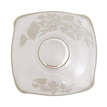 Load image into Gallery viewer, Jacks Daughter of All Trades Vintage Antique Mid-Century Kitsch Store Shop Reseller Etsy Shopify Toronto Canada Free Porch Pick Up Local Delivery Worldwide Shipping Judy Weinberg Unique Housewarming Gift Sustainable Gift Wedding Gift Home Decor Collectible Collector Gift Farmhouse Cottagecore Cottage Lodge Shabby Chic Flanders clear candy bowl silver overlay poppy flowers Viking Glass blank Silver City Glass USA 1940s serving candy bowl catchall vintage charm