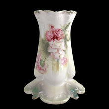 Load image into Gallery viewer, Antique RS Prussia hand-painted floral porcelain hat pin holder, full front view showing overall condition, Reinhold Schlegelmilch