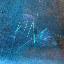 Load image into Gallery viewer, Bring a touch of vintage charm to your home with this stunning oil painting. The delicate floral still life is filled with beautiful pastel colors of pink and yellow roses, set against a bold teal background. Signed by the artist. Perfect for adding a pop of color and drama to any space. The canvas is in excellent condition. The gold gilt wood frame has some minor damage. Canvas measures 18 x 24 inches Frame measures 24 3/8 x 30 1/2 inches