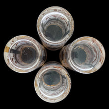 Load image into Gallery viewer, Set of four, vintage mid-century highball cocktail glasses featuring 22kt gold florals on frosted panels with gold rims. Crafted by Dominion Glass, Canada, 1960s/70s. These glasses were literally is everyone's rec rooms in the 60s and 70s and are perfect for any occasion or cocktail!
In excellent condition, no chips.
Measures 2 3/4 x 5 1/2 inches
Capacity 10 ounces
