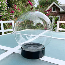 Load image into Gallery viewer, Funky vintage retro glass flower aquarium. Preserve your flowers with this glass globe using only water and vinegar. Regal Greetings and Gift, made in Germany, 1970s. The 7 stem holders in the rubber gasket allow you to create a indoor garden oasis with the illusion of magnified floral display...so cool! Easily repurpose as a display piece by filling it with lights or a collection of Christmas ornaments. New old stock, in the original box. In excellent condition. Measures 5 1/2 x 7 inches