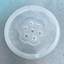 Load image into Gallery viewer, Funky vintage retro glass flower aquarium. Preserve your flowers with this glass globe using only water and vinegar. Regal Greetings and Gift, made in Germany, 1970s. The 7 stem holders in the rubber gasket allow you to create a indoor garden oasis with the illusion of magnified floral display...so cool! Easily repurpose as a display piece by filling it with lights or a collection of Christmas ornaments. New old stock, in the original box. In excellent condition. Measures 5 1/2 x 7 inches