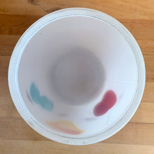 Load image into Gallery viewer, Vintage mid-century white glass lidded canister or cookie jar hand painted with flowers and fruits. Crafted by Bartlett Collins, 1960s. A nice sized and pretty jar to store cookies or dry goods.
In excellent condition, no chips, minor wear to the gold.
Measures 7 x 9 1/2 inches