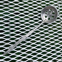 Load image into Gallery viewer, Jacks Daughter of All Trades Vintage Antique Mid-Century Kitsch Store Shop Reseller Etsy Shopify Toronto Canada Free Porch Pick Up Local Delivery Worldwide Shipping Judy Weinberg Unique Housewarming Gift Sustainable Gift Wedding Gift Home Decor Collectible Collector Gift Farmhouse Cottagecore Cottage Lodge Shabby Chic Industrial Hollywood Regency Roses hand forged hammered aluminum handled ice bucket decorative slotted spoon Everlast Metal Products Corporation USA 1950s