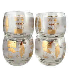 Load image into Gallery viewer, Set of four vintage Fred Press Golden Meadow 13oz roly poly glasses featuring 22kt gold butterflies and botanicals on a frosted band. Crafted by Federal Glass, USA, 1950s/60s. Add these iconic glasses to your barware collection!
In excellent condition, no chips, age-related wear to the gold.
Measures 3 1/4 x 3 1/8 inches
Capacity 13 ounces