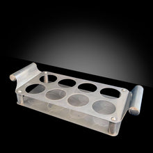 Load image into Gallery viewer, Rolled-handle steel caddy holding eight Gay Fad Studios Gay Nineties glasses