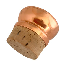 Load image into Gallery viewer, Jacks Daughter of All Trades Vintage Antique Mid-Century Kitsch Store Shop Reseller Etsy Shopify Toronto Canada Free Porch Pick Up Local Delivery Worldwide Shipping Judy Weinberg Unique Housewarming Gift Sustainable Gift Wedding Gift Home Decor Collectible Collector Gift Farmhouse Cottagecore Cottage Lodge Shabby Chic Industrial Retro MCM glass coffee carafe copper stripes black atomic-shaped bakelite handle copper cork stopper metal beauty bowl warmer stand Inland Glass 1950s Entertain