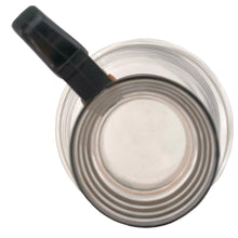 Load image into Gallery viewer, Vintage MCM glass coffee carafe features copper stripes, a black atomic-age bakelite handle, copper cork stopper and metal beauty bowl warmer stand. Crafted by Inland Glass, USA, 1950s. A fabulous mid-century serving piece for yourself or to give as a gift!
In excellent condition. New in box with tags, instructions and 2 candles.
Measures 6 x 9 1/2 inches, spout 2 1/8 inches