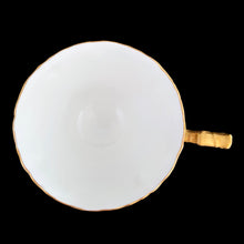 Load image into Gallery viewer, Vintage Gold Gilt "Vine" Footed Teacup and Saucer, White Bone China, Royal Crown Derby, England