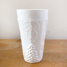 Load image into Gallery viewer, Vintage Set of Eight 8 Milk Glass Grape Vine Grapevine Harvest Coolers Tumbler Glasses Colony (Indiana) Glass Colony Indiana Glass Vase drinking cocktails lemonade ice tea wedding decor shabby chic flea market style elegant white farmhouse home decor shower unique housewarming hostess gift Freelton Hamilton Antique Mall Toronto Canada shop store community seller reseller vendor