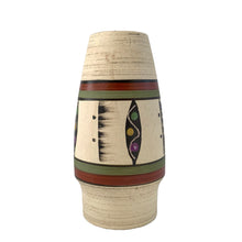 Load image into Gallery viewer, Vintage mid-century modern hand painted graphic vase, shape 644-17. Produced by Bay Keramik, Germany, circa 1960s. The perfect complement to your mid mod retro home decor!
In excellent condition, free from chips/cracks/repairs. Maker's mark on the bottom with the number 644-17 denoting the shape.
Measures 3 1/4 x 6 5/8 inches.