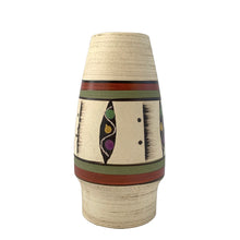 Load image into Gallery viewer, Vintage mid-century modern hand painted graphic vase, shape 644-17. Produced by Bay Keramik, Germany, circa 1960s. The perfect complement to your mid mod retro home decor!
In excellent condition, free from chips/cracks/repairs. Maker's mark on the bottom with the number 644-17 denoting the shape.
Measures 3 1/4 x 6 5/8 inches.