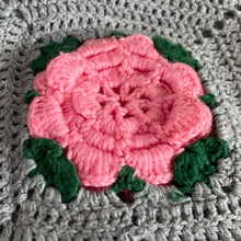 Load image into Gallery viewer, Jacks Daughter of All Trades Vintage Antique Retro Mid-Century Modern Modernist Kitsch Store Shop Reseller Etsy Shopify Toronto Canada Free Porch Pick Up Local Delivery Worldwide Shipping Judy Weinberg Unique Housewarming Hostess Sustainable Gift Home Decor Collectible Collector Farmhouse Cottage Core Shabby Chic Charming cozy handmade crochet crocheted throw granny squares blanket rosettes flowers three dimensional