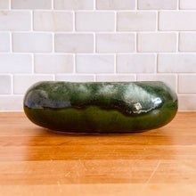 Load image into Gallery viewer, Vintage oval shaped ceramic pottery planter finished with glossy green drip glaze. Produced by RRP Co. Roseville, USA. An excellent vessel to house your favourite houseplants and succulents. A great addition to any decor style. In excellent condition, free form chips/cracks/repairs. Marked on the bottom. Measures 8 3/4 x 5 3/4 x 2 3/4 inches