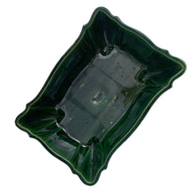 Load image into Gallery viewer, Vintage green drip glazed ceramic planter featuring a scalloped design and edge. Shape 304. Crafted by Beauceware, Canada, circa 1960s. Fill with your favourite houseplant, succulents or a bonsai tree. Also makes a great console bowl or catchall. In excellent condition, free from chips or cracks. Measures 9 3/4 x 6 3/4 x 2 3/4 inches
