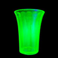 Load image into Gallery viewer, Vintage "FEG77" Green Uranium Depression Glass Juice Tumbler, Federal Glass, USA