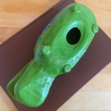 Load image into Gallery viewer, Jacks Daughter of All Trades Vintage Antique Mid-Century Kitsch Store Shop Reseller Etsy Shopify Toronto Canada Free Porch Pick Up Local Delivery Worldwide Shipping Judy Weinberg Unique Housewarming Gift Sustainable Gift Wedding Gift Home Decor Collectible Collector Gift Farmhouse Cottagecore Cottage Lodge Shabby Chic green happy hippopotamus coin bank Pride Creations Inc 1970s retro decor nursery child bedroom playroom