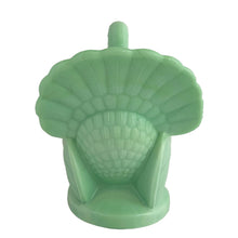 Load image into Gallery viewer, Highly sought after vintage green jadeite glass lidded turkey dish! Crafted by LE Smith Glass for Martha Stewart by Mail, 1990s. This piece is the perfect addition to your jadeite collection, and Thanksgiving or Christmas tableware decor!
In excellent condition, no chips. Marked on the bottom.
Measures approximately 6 1/4 x 5 1/4 x 7 1/4 inches