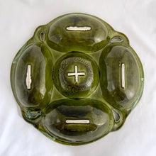 Load image into Gallery viewer, Vintage mid-century era five part green drip glazed ceramic relish dish 722 featuring a central bowl surrounded by four leaf-shaped sections. Crafted by Wade of California Pottery, circa 1960s. A enchanting serving piece for snacks, veggies and dips!
In excellent condition, free from chips/cracks/repairs.
Measures 13 1/2 x 2 inches