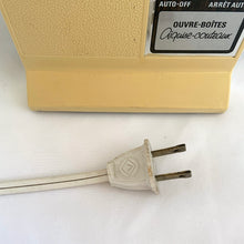 Load image into Gallery viewer, Jacks Daughter of All Trades Vintage Retro Store Shop Reseller Etsy Shopify Toronto Canada Free Porch Pick Up Local Delivery Worldwide Shipping Judy Weinberg Unique Housewarming Hostess Sustainable Gift Kitchen Home Decor Farmhouse Cottage Core General Electric Harvest Gold Electric Can Opener Knife Sharpener Small Appliance Countertop