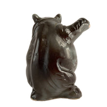 Load image into Gallery viewer, Vintage mid-century anthropomorphic hippopotamus ceramic shaker with cork stopper. Kreiss, Japan 1950s. Add this adorable and highly collectible shaker to your collection!
In excellent vintage condition, no chips/cracks/repairs. Maker's mark on bottom.
Measures 3 3/4 x 2 3/4 x 4 inches