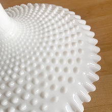Load image into Gallery viewer, Close-up of hobnail texture on underside of Fenton milk glass pedestal bowl