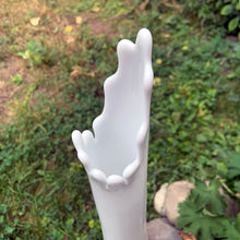 Load image into Gallery viewer, Close up view of a vintage "Hobnail" milk glass swung vase by the Fenton Art Glass, USA, circa 1960s showing a close up view of the swung mouth.