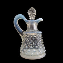 Load image into Gallery viewer, Vintage Hobnail French opalescent glass oil cruet with stopper. Crafted by Fenton Art Glass, USA, 1939 - 1964. A lovely way to serve oil, vinegar or your favourite salad dressing.
In excellent used vintage condition, no chips.
Measures 1 1/2 x 4 1/2 inches