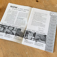 Load image into Gallery viewer, This vintage softcover WWII era Home Canning Guide – Health for Victory is a jam-packed 47-page reference guide outlining how to safely preserve and store food at home with black and white illustrations and photographs. Prepared by Home Economics Institute Book and published by Westinghouse Electric Manufacturing, 1943, USA/Canada. A great handy resource guide.
In good vintage condition with age-related wear, foxing/yellowing of the pages.
Measurements 6 x 9 inches