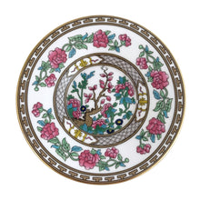 Load image into Gallery viewer, Vintage Indian Tree hand painted bone china flat demitasse cup and saucer with smooth gold key rim. Crafted by Aynsley, England, circa 1970s. This is a reproduction of this classic Chinoiserie pattern. A gorgeous addition to your tableware collection! In excellent condition, no chips/cracks/repairs. Maker's mark on the bottom. Measurements: cup 2 1/4 x 2 3/8 inches, saucer 4 3/4 inches