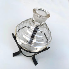 Load image into Gallery viewer, Vintage chemistry inverted beehive beaker and metal stand. Crafted by Owens, USA, 1950s. Salvaged from the estate of the former Dale Pharmacy on Queen St. East in Toronto Canada. This decorative piece of pharmaceutical history would make a unique bud vase! In excellent condition, no chips. Overall measures 3 5/8 x 7 1/8 inches