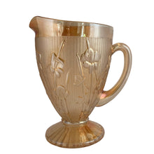 Load image into Gallery viewer, Jeannette Iris carnival glass pitcher with iridescent finish, 1960s, 56 oz capacity