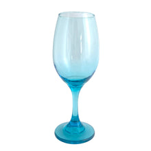 Load image into Gallery viewer, Single Libbey Laser Blue LRS60 wine glass, full upright profile on white background, showing rounded bowl, slender stem, and flat circular base