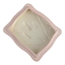 Load image into Gallery viewer, Overhead interior view of Lefton pink and gold trinket box lid