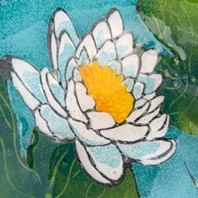 Load image into Gallery viewer, Vintage Lily Pond w/ Koi Fish Fused Art Glass Bowl, Peggy Karr Glass, USA