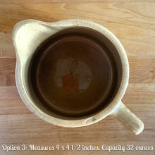 Load image into Gallery viewer, Jacks Daughter of All Trades Vintage Antique Mid-Century Store Shop Reseller Etsy Shopify Toronto Canada Free Porch Pick Up Local Delivery Worldwide Shipping Judy Weinberg Unique Housewarming Gift Sustainable Gift Wedding Gift Home Decor Collectible Collector Gift Farmhouse Cottagecore Cottage Lodge Shabby Chic Industrial natural yellow ware strapped barrel milk pitcher navy lily rope handle No 21171. Robinson Ransbottom Pottery Co RRPCo 1930s art pottery primitive tableware