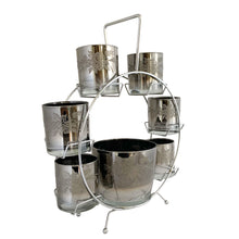 Load image into Gallery viewer, Vintage Liquor Ferris Wheel Set — Queen's Vitreon Lustreware, Silver Fade Sugar Texture