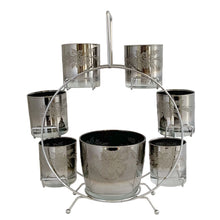 Load image into Gallery viewer, Vintage Liquor Ferris Wheel Set — Queen's Vitreon Lustreware, Silver Fade Sugar Texture