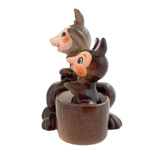 Load image into Gallery viewer, Vintage hand painted mama kangaroo and joey ceramic salt and pepper shakers. Napco, Japan, 1960s. Add these adorable shakers to your collection!
In excellent condition, fleabite, no cracks/repairs. Marked, Japan.
Mama measures 3 1/4 x 3 x 4 1/8 inches, joey measures 1 1/12 x 1 1/4 x 2 3/4 inches
