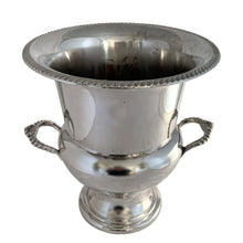 Load image into Gallery viewer, Top interior view of Marlboro Plate silver-plated champagne bucket showing rope-detailed rim and vintage patina, Morton-Parker Canada, classic barware or trophy piece
